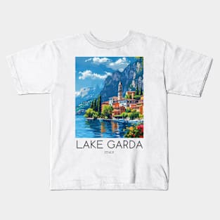 A Pop Art Travel Print of Lake Garda - Italy Kids T-Shirt